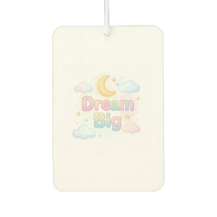 Whimsical soft pastel quote on white car air freshener