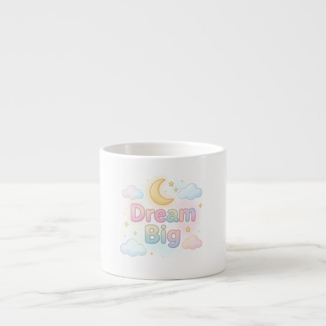 Whimsical soft pastel quote on white espresso cup (Front)