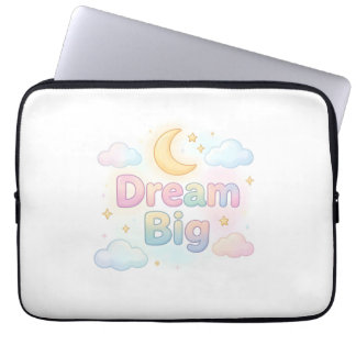 Whimsical soft pastel quote on white laptop sleeve