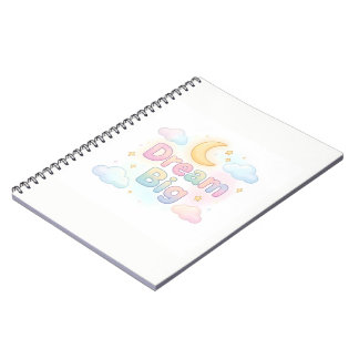 Whimsical soft pastel quote on white notebook