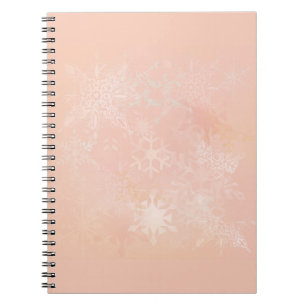Whimsical soft Peach Snowflakes Notebook