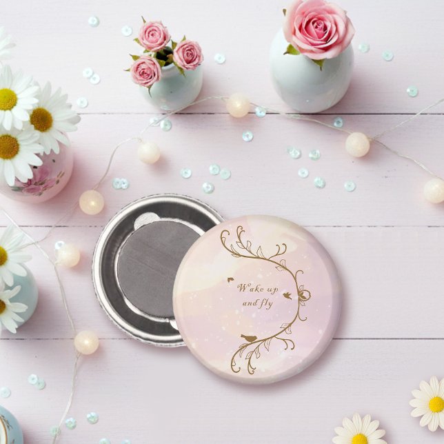Whimsical Soft Pink Wake Up and Fly Magnet (Creator Uploaded)