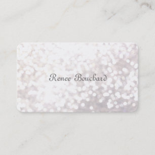 Whimsical Soft White Glitter Bokeh Chic Elegant Business Card