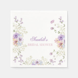 Whimsical Soft Wildflowers Cottage Garden Wedding  Napkin