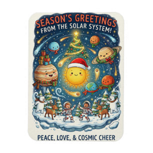 Whimsical Solar System Christmas Party with people Magnet