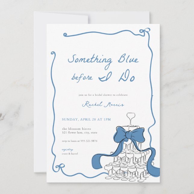 Whimsical Something Blue Bridal Shower Invitation (Front)
