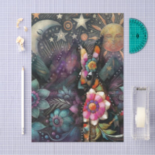 Whimsical Southwest Coyote Animal Decoupage Tissue Paper