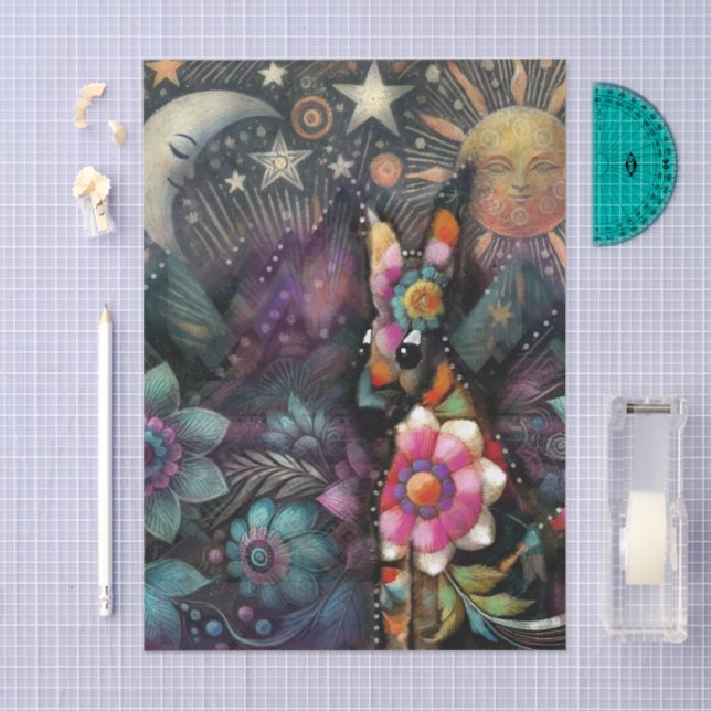 Whimsical Southwest Coyote Animal Decoupage Tissue Paper (Craft)