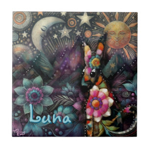 Whimsical Southwest Coyote Animal Personalised Tile