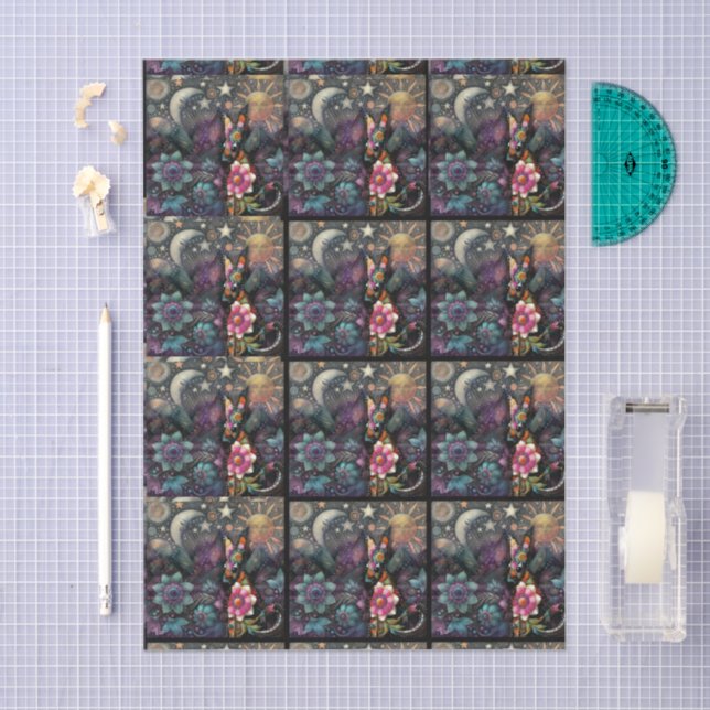 Whimsical Southwest Coyote Tiled Decoupage Tissue Paper (Craft)