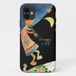 Whimsical Southwest Kokopelli Monogram iPhone 5 iPhone 11 Case
