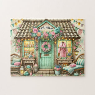 Whimsical Spa Shop Floral Cottage Relaxation Jigsaw Puzzle