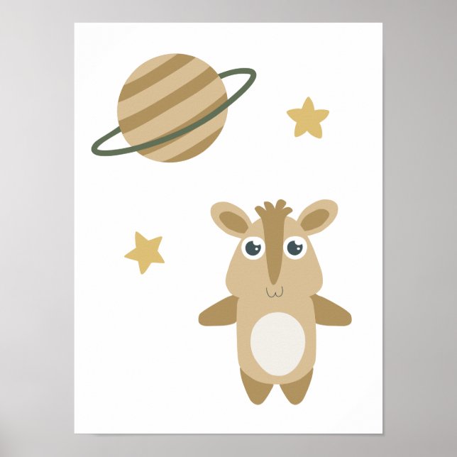 Whimsical Space Animal Planet Stars Kids Poster (Front)