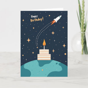 Whimsical Space Birthday Card