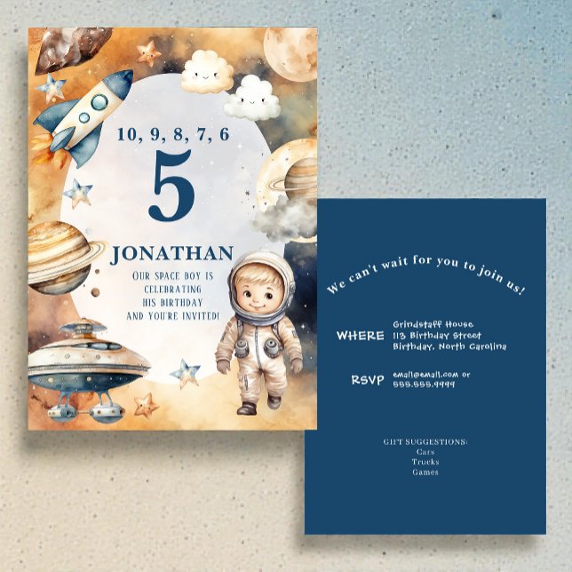 Whimsical Space Personalized Birthday Invitation (Creator Uploaded)