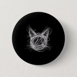 Whimsical spiral cat art &amp; sketchy animals cat 6 cm round badge