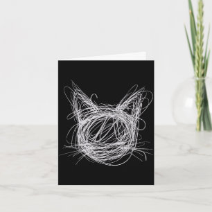 Whimsical spiral cat art &amp; sketchy animals cat card