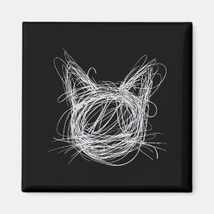 Whimsical spiral cat art & sketchy animals cat magnet