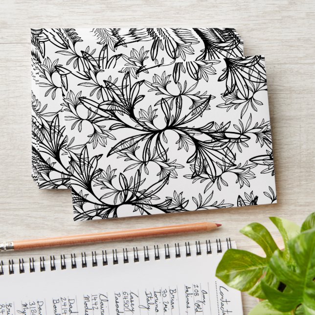 Whimsical Spiral Leaf Wedding Envelope  (Stacked)