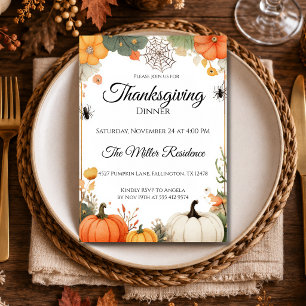 Whimsical Spooky Fall Thanksgiving Dinner  Invitation