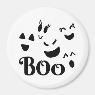 Whimsical Spooky Ghost Faces, Boo Halloween Magnet
