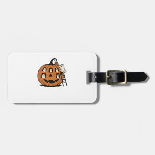 Whimsical Spooky Pumpkin with Ghosts, Cats & Hallo Luggage Tag
