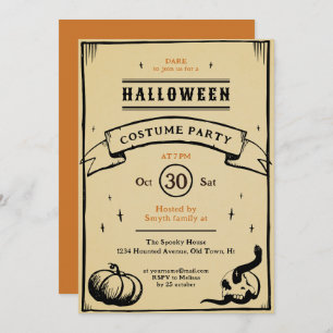 whimsical spooky vintage invitation