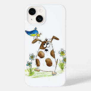 Whimsical Spotted Dog with Bird Case-Mate iPhone 14 Case