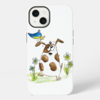 Whimsical Spotted Dog with Bird