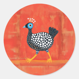 Whimsical Spotted Guinea Fowl Classic Round Sticker