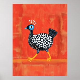 Whimsical Spotted Guinea Fowl Poster