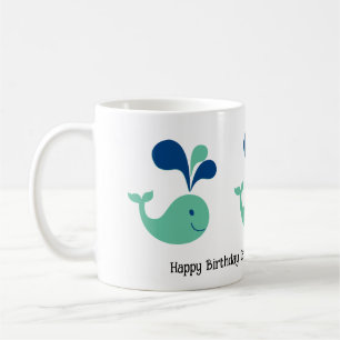 Whimsical Spouting Whale Birthday Coffee Mug