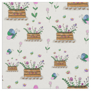 Whimsical Spring Baskets of Flowers Fabric