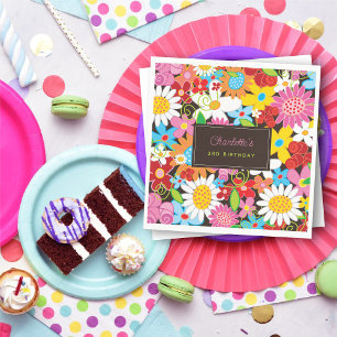 Whimsical Spring Flowers Garden Birthday Party Napkin