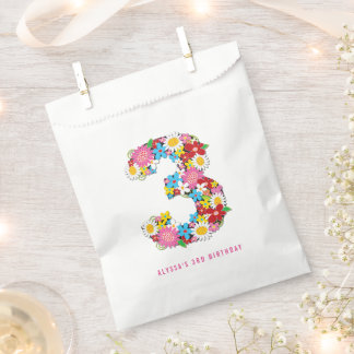 Whimsical Spring Flowers Girl's 3rd Birthday Party Favour Bags