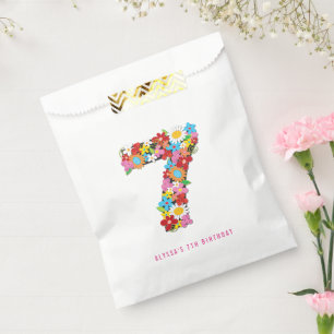 Whimsical Spring Flowers Girl's 7th Birthday Party Favour Bags