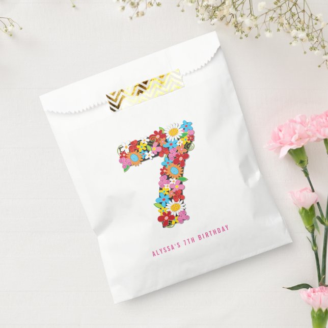 Whimsical Spring Flowers Girl's 7th Birthday Party Favour Bags (Sealed)