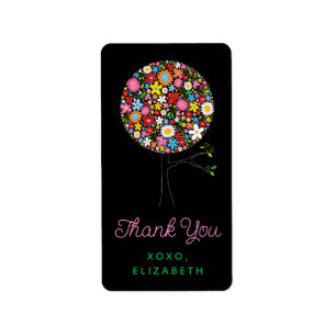 Whimsical Spring Flowers Pop Tree Address Labels