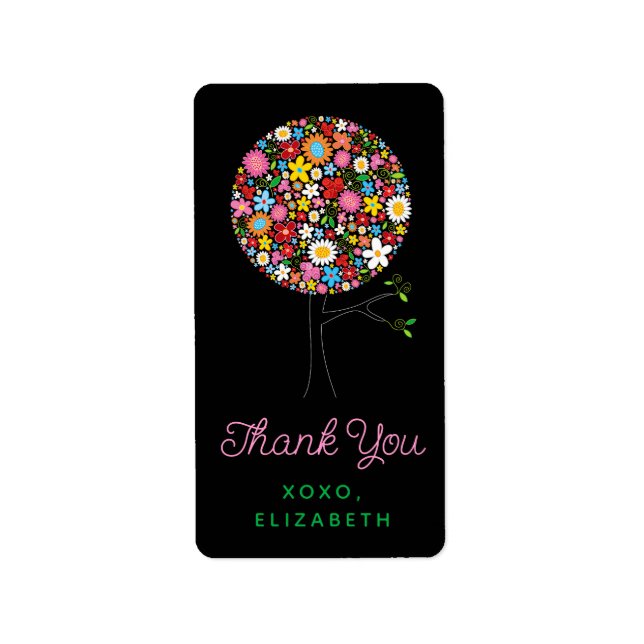 Whimsical Spring Flowers Pop Tree Address Labels (Front)