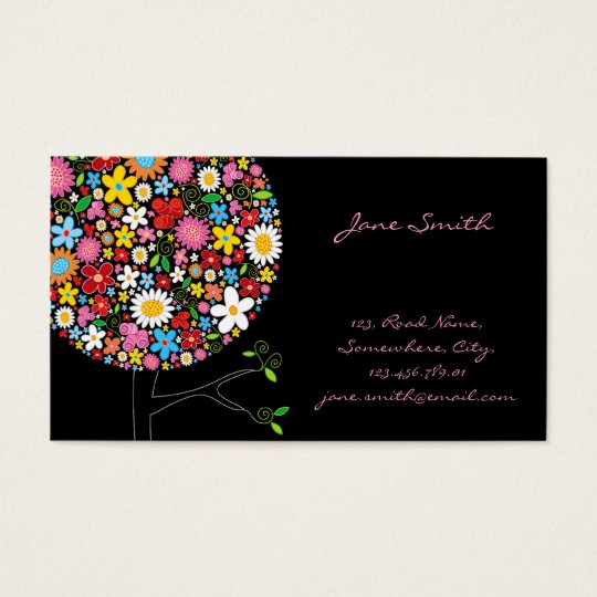 Whimsical Spring Flowers Pop Tree Business Card
