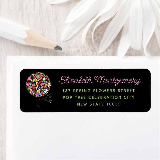 Whimsical Spring Flowers Pop Tree Colourful Addres (Insitu)