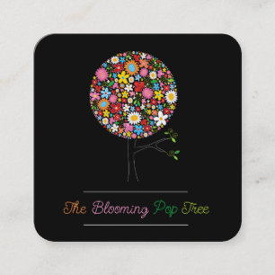 Whimsical Spring Flowers Pop Tree Colourful Nature Square Business Card