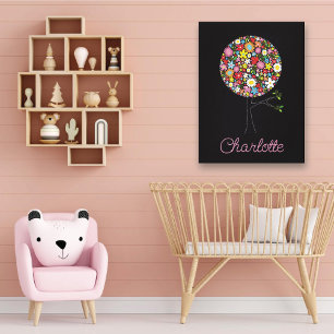 Whimsical Spring Flowers Pop Tree Cute Nursery Art Canvas Print