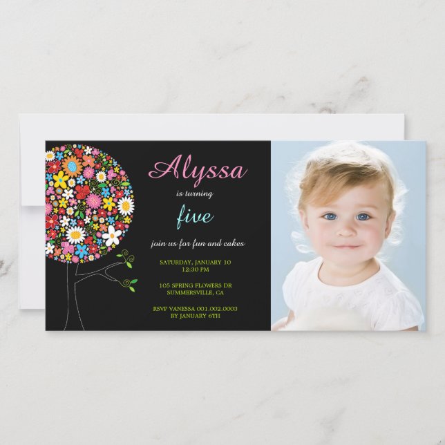 Whimsical Spring Flowers Pop Tree Photo Girl's (Front)