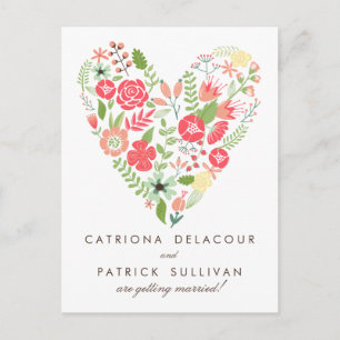 WHIMSICAL SPRING FLOWERS SAVE THE DATE POSTCARD