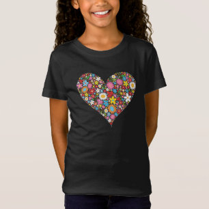 Whimsical Spring Flowers Valentine Cute Heart Love T-Shirt