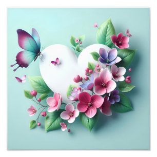 Whimsical Spring Garden & Painted Butterfly Bloom Photo Print