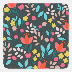 Whimsical Spring Garden Party Square Sticker