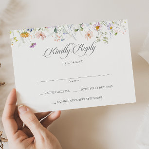 Whimsical Spring Garden Wildflower Wedding RSVP Card