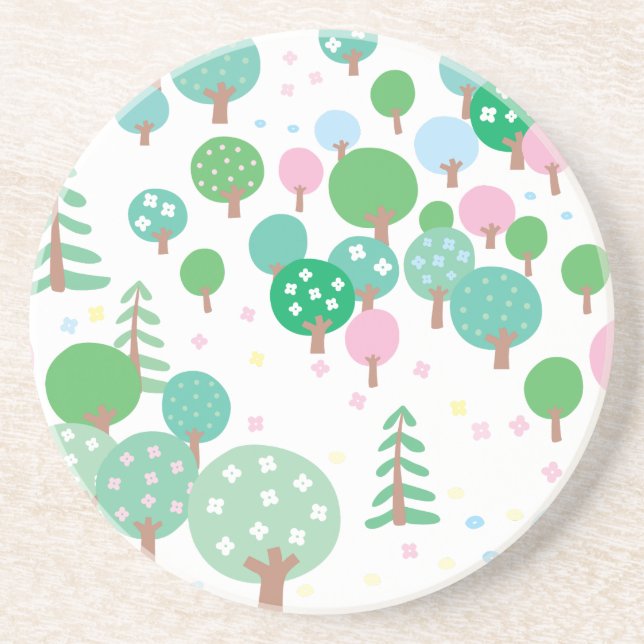 Whimsical Spring Trees Coaster (Front)
